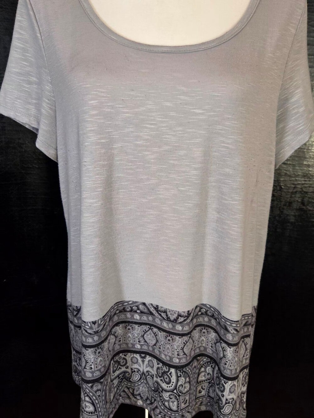 One World Live & Let Live Gray Space Dye Scarf Top Set M - Picture 5 of 16
